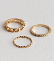 New Look 3 Pack Gold Chain Rings